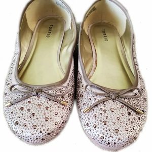 Champagne Embellished Torrid Ballet Flats Size 10